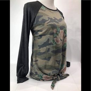 Floral and Camouflage tie top